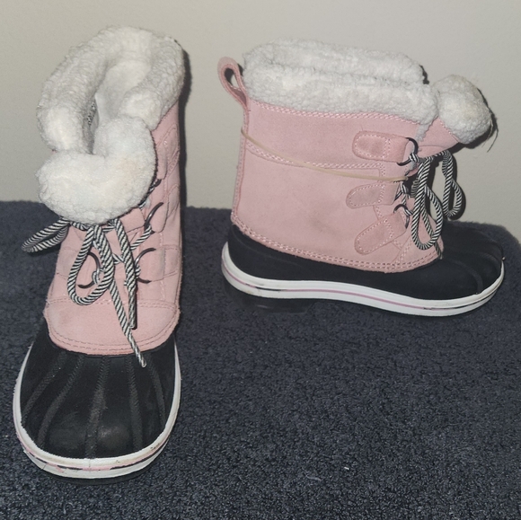Cat & Jack Pink and Black Girl Winter Waterproof Snow Boots Size 13 Little Girls - Picture 4 of 15